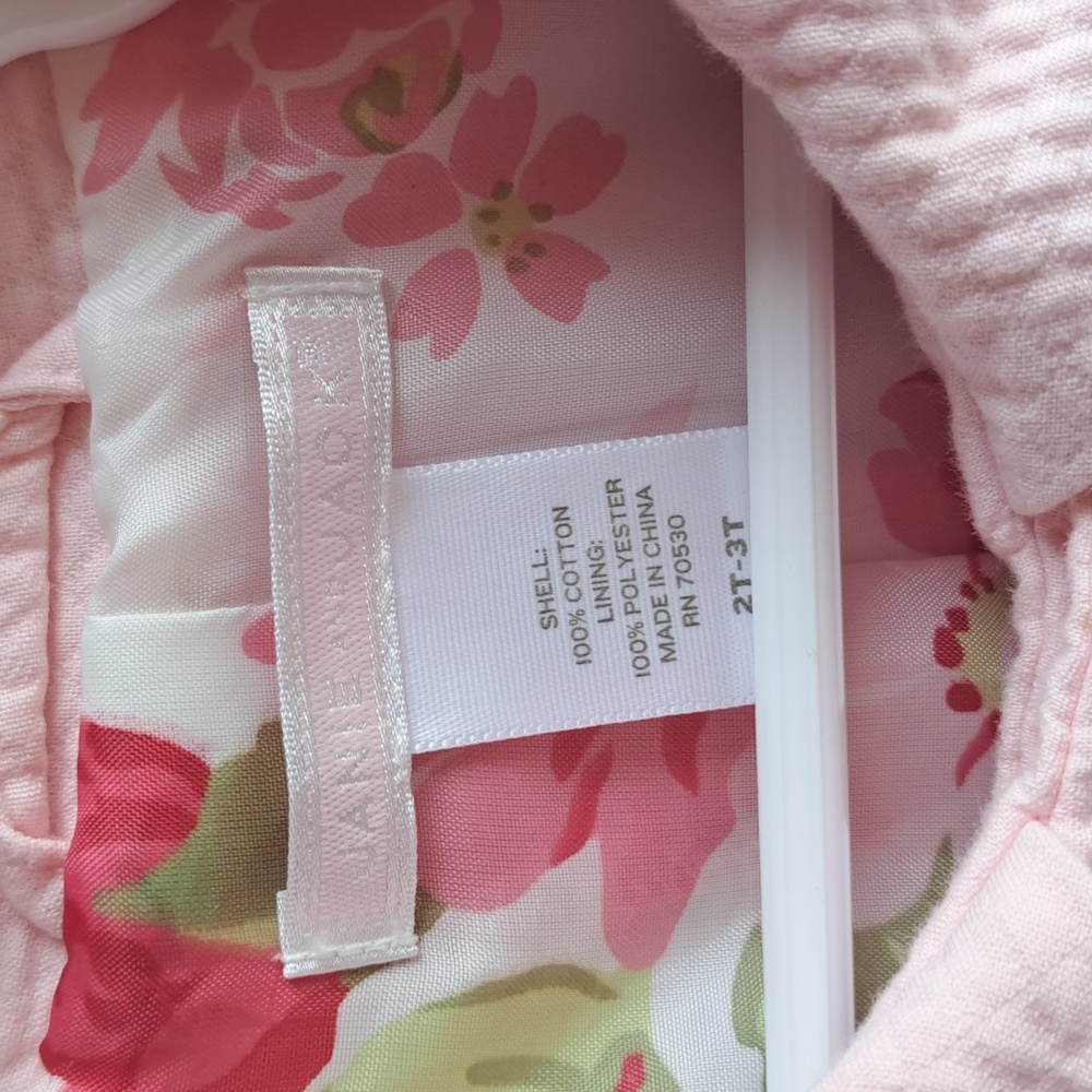 Janie and Jack girls size 2T-3T sift pink texured spring coat w floral lining - Picture 2 of 6